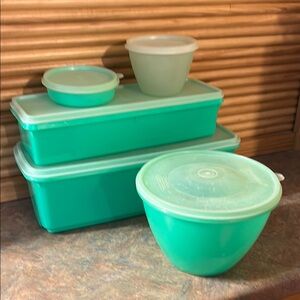 Tupperware GreenVintage Food Storage Set for Kitchen